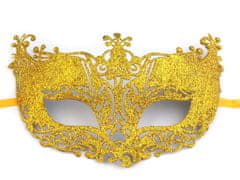 Karnevalová maska - škraboška s glitry - zlatá