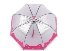 Dívčí průhledný deštník kočka - růžová malinová