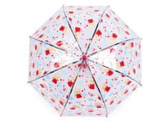 Dětský průhledný vystřelovací deštník - červená srdce