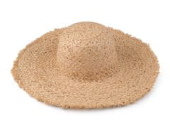 Dámský letní klobouk / slamák k dozdobení s otřepeným okrajem - přírodní