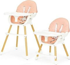 EcoToys Jídelní židlička 2v1 Růžová