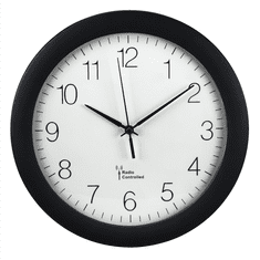 Hama nástěnné hodiny, řízené rádiovým signálem, průměr 30 cm, černé