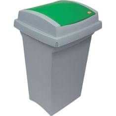 Odpadkový koš na třídění odpadu - plastový, se zeleným víkem, 50 l
