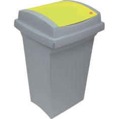 Odpadkový koš na třídění odpadu - plastový, se žlutým víkem, 50 l