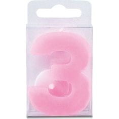 Staedtler Svíčka ve tvaru číslice 3 - mini, růžová - Stadter
