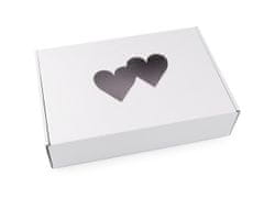 Papírová krabice s průhledem - srdce - bílá
