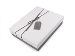 Dárková krabice s mašlí a visačkou - (19x24 cm) bílá šedá