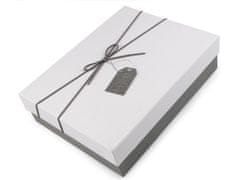 Dárková krabice s mašlí a visačkou - (21,5x28 cm) bílá šedá