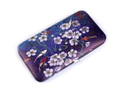 Manikúra v pouzdře s květy - modrofialová