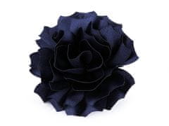 Brož / ozdoba do vlasů saténový květ Ø11 cm - modrá tmavá
