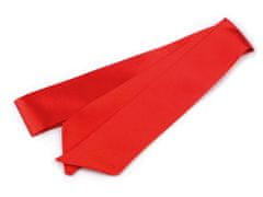 Šátek úzký do vlasů, na krk, na kabelku jednobarevný, s květy - červená