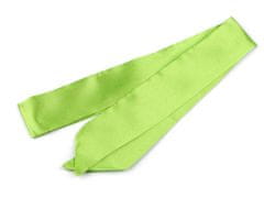 Šátek úzký do vlasů, na krk, na kabelku jednobarevný, s květy - zelená sv.