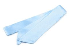 Šátek úzký do vlasů, na krk, na kabelku jednobarevný, s květy - modrá světlá