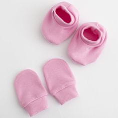NEW BABY Kojenecký bavlněný set-capáčky a rukavičky Casually dressed růžová 0-6m - 0-6 m