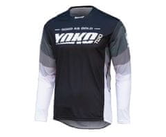 YOKO Motokrosový dres TWO černo/bílo/šedý XL