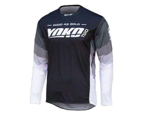 YOKO Motokrosový dres TWO černo/bílo/šedý XL