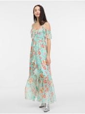 Guess Světle modré dámské květované šaty Guess Elide XL