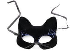 Kraftika 1ks černá modrá karnevalová maska - škraboška sametová s