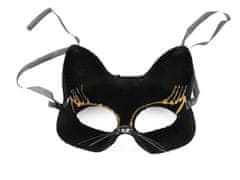 Kraftika 1ks černá zlatá karnevalová maska - škraboška sametová s