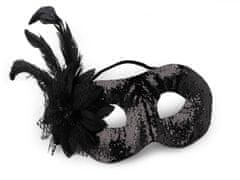 Kraftika 1ks černá karnevalová maska - škraboška s peřím, masky