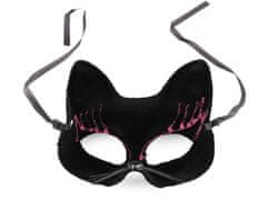 Kraftika 1ks černá růžová karnevalová maska - škraboška sametová s