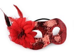 Kraftika 1ks červená karnevalová maska - škraboška s peřím, masky