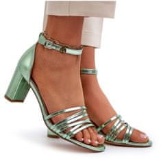 Sandály na podpatku s pásky Zelená velikost 41