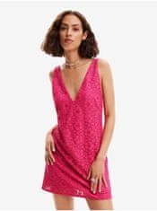 Desigual Tmavě růžové dámské krajkové šaty Desigual Lace M