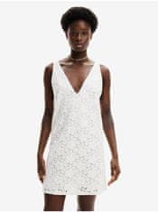 Desigual Bílé dámské krajkové šaty Desigual Lace XS