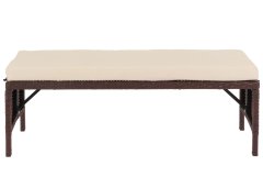 MCW Poly ratanová lavice G16, zahradní lavice ratanová lavice, gastronomie 112cm ~ hnědá, polštáře krémové