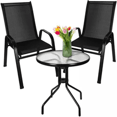 sapro Balkonový set stůl + 2 židle černý Gardlov 23461