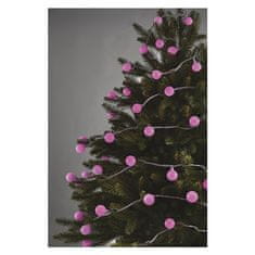Emos Vánoční osvětlení D5AP01 LED světelný cherry řetěz – kuličky 2,5 cm, 4 m, venkovní i vnitřní, růžová, časovač