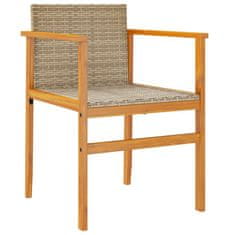 Vidaxl Zahradní židle 2 ks béžové polyratan a masivní dřevo