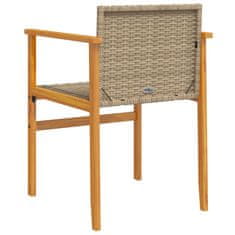 Vidaxl Zahradní židle 2 ks béžové polyratan a masivní dřevo