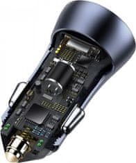 BASEUS Car Charger Golden Contactor Pro Dual Quick Charger U+U PD 3.0, QC 4+ SCP FCP AFC 40W Dark Gray (CCJD-A0G)