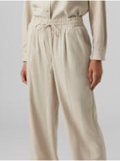 Vero Moda Krémové dámské kalhoty s příměsí lnu Vero Moda Jesmilo S
