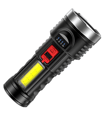 Camerazar Vojenská taktická svítilna s USB dobíjením, černá, plastové pouzdro, 145 mm