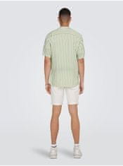 ONLY&SONS Bílo-zelená pánská pruhovaná košile s krátkým rukávem ONLY & SONS Wayne S