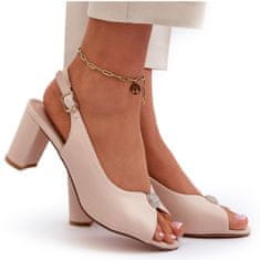 Elegantní sandály na jehlovém podpatku s ornamentem béžové barvy velikost 41