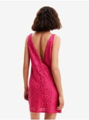 Desigual Tmavě růžové dámské krajkové šaty Desigual Lace M