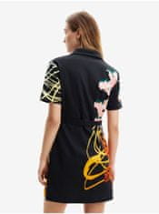 Desigual Růžovo-černé dámské vzorované košilové šaty Desigual x M. Christian Lacroix Almeria XL