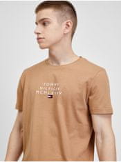 Tommy Hilfiger Světle hnědé pánské tričko Tommy Hilfiger M