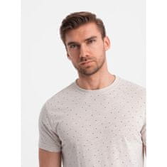 OMBRE Pánské celopotištěné tričko s barevnými písmeny světle béžové MDN125004 S