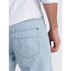 OMBRE Pánské pruhované džínové šortky světle modré MDN125003 XXL