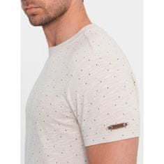 OMBRE Pánské celopotištěné tričko s barevnými písmeny světle béžové MDN125004 S