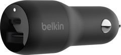 Belkin duální nabíječka do auta, PD PPS, USB-A 12W, USB-C 25W, černá