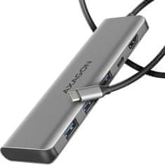 AXAGON multifunkční HUB 5v1 USB 5Gbps hub, 3x USB-A, USB-C, HDMI 4K/30Hz, PD 100W, kabel USB-C 100cm