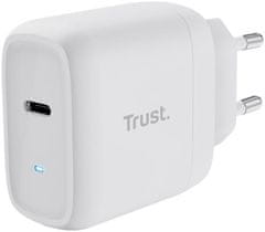 Trust síťový adaptér Maxo, USB-C, 45W, bílá