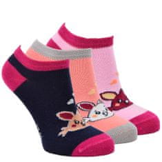 VIO dětské barevné bavlněné veselé sneaker ponožky 840124 3pack, růžová, 31-34