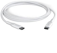 nabíjecí kabel USB-C, opletený, 100W, 1.2m, bílá